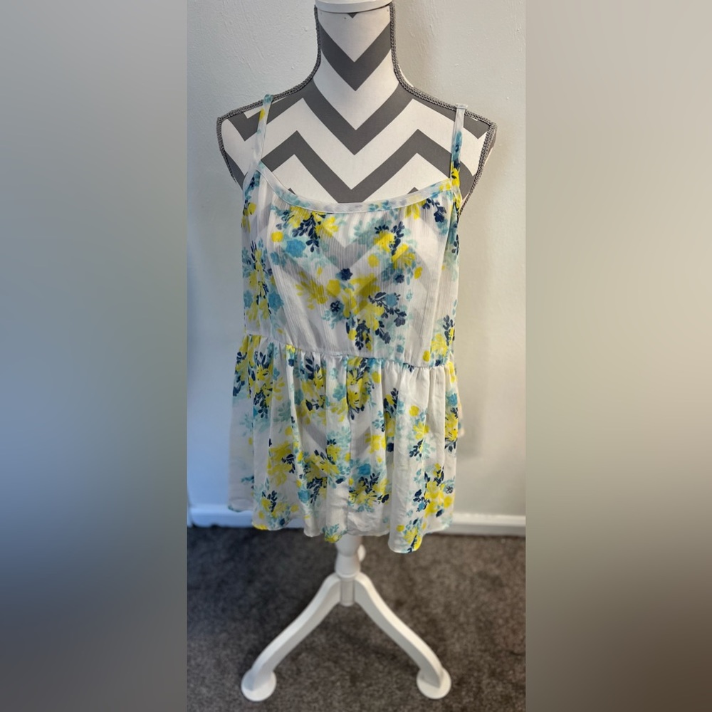 Torrid Floral Flowy Baby Doll Chiffon‎ Sheer Sleeveless Top Size 3